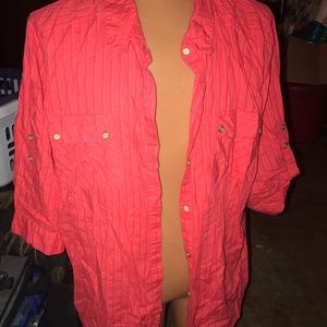 Peach button down blouse